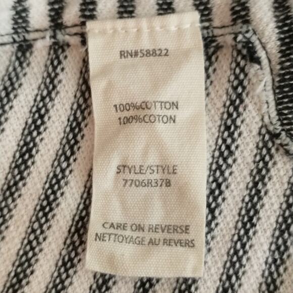 Max Studio Weekend Nautical Top Women's Size S Black White Striped Long Sleeve - Picture 7 of 12